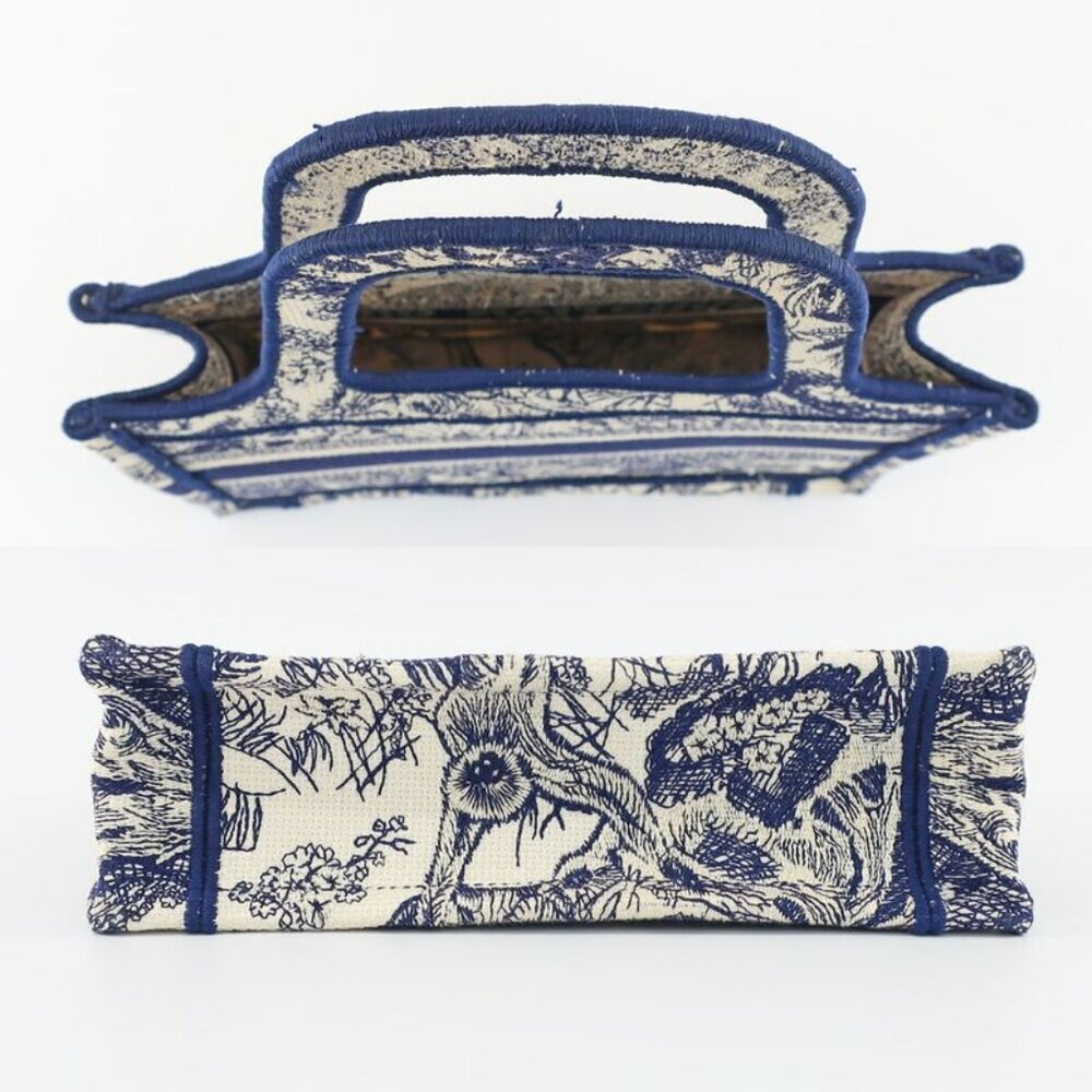 Dior Book Tote Mini Toile de Jouy Navy White Canvas Handbag - Picture 4 of 10